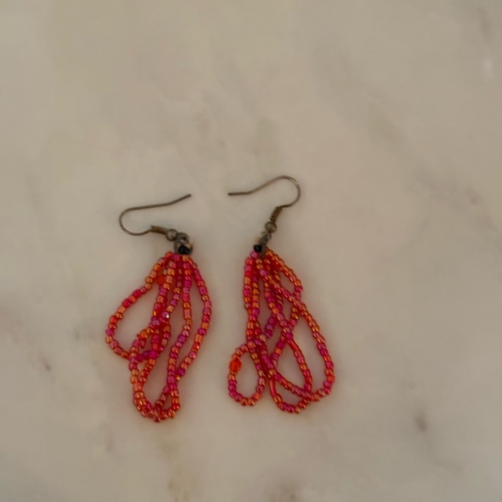 Orange Beaded Earrings